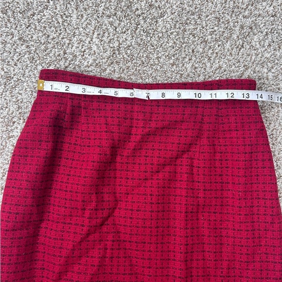 Vintage Rena Rowan Elegant Red Pencil Tweed Skirt Office Formal Retro - Picture 5 of 6